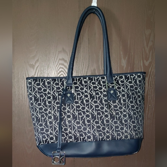 Calvin Klein Navy and White CK Pattern Tote - Picture 2 of 6